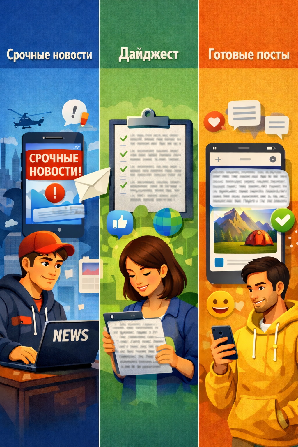 Пример форматов контента в канале